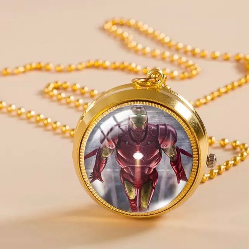 Iron man pocket watch necklace
